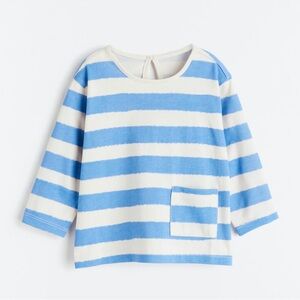 Long Sleeved Cotton Top In Light blue/ White Striped NWT